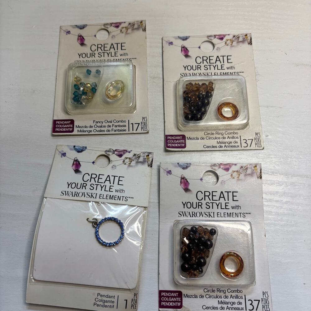 Swarovski Golden Shadow Sapphire Bead & Pendant Lot